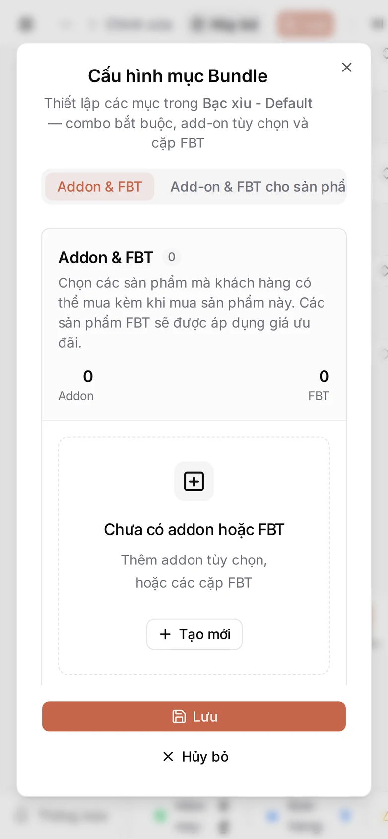 Vẫn hộp thoại đó ở khổ điện thoại, hai ô đếm ở phần đầu xuống dòng phía trên thông báo rỗng