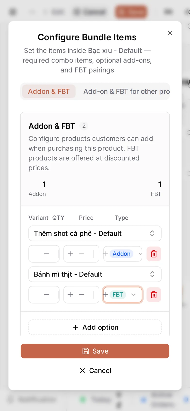 The FBT row at phone width with 20,000 typed into its price field
