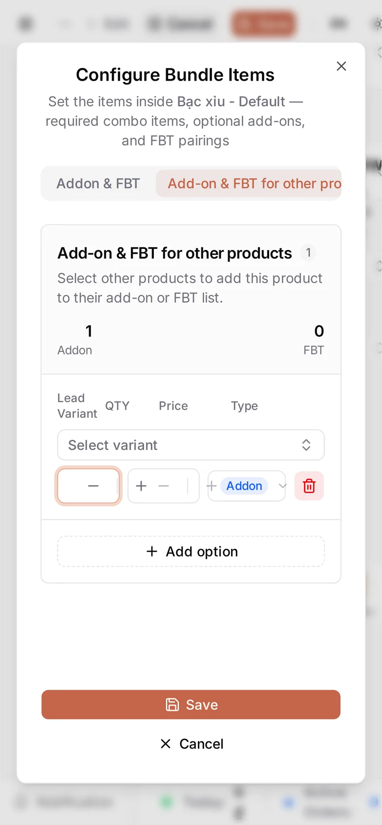 The same tab at phone width with the Lead Product Variant picker filling the row